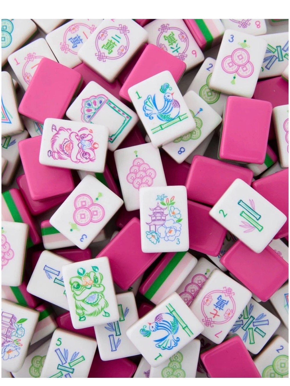 NIB Sealed American Mahjong Tile Set Pink elephant 4 layers luxury acrylic pink